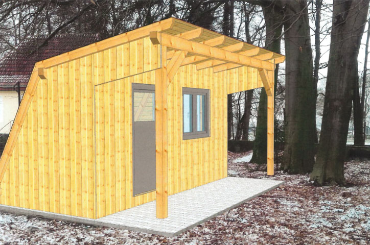 Eine neue Holzhütte für den Hof